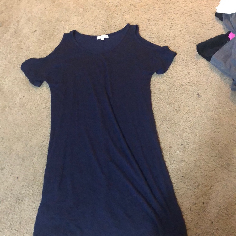 Off the shoulder navy blue dress